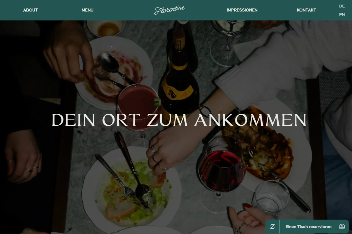 The live Florentine Restaurant homepage, a luxury dining site by Magenta Web