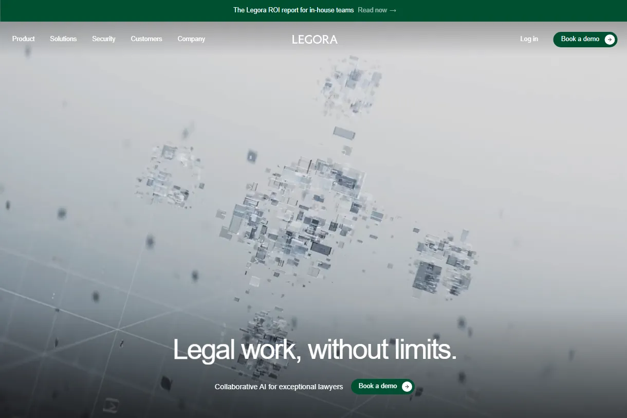 The live Legora homepage, a legal-tech site by Magenta Web